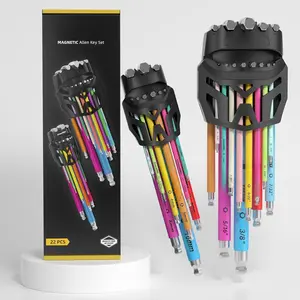 Allen Wrenches Sets, Hex Key Set, 22 count Allan Wrench Sets Metric And Standard & SAE Color Coded  Wrench Tools Organizer With Bit Set And Adapter, Long Large Small Ball End Allen Wrench Set
