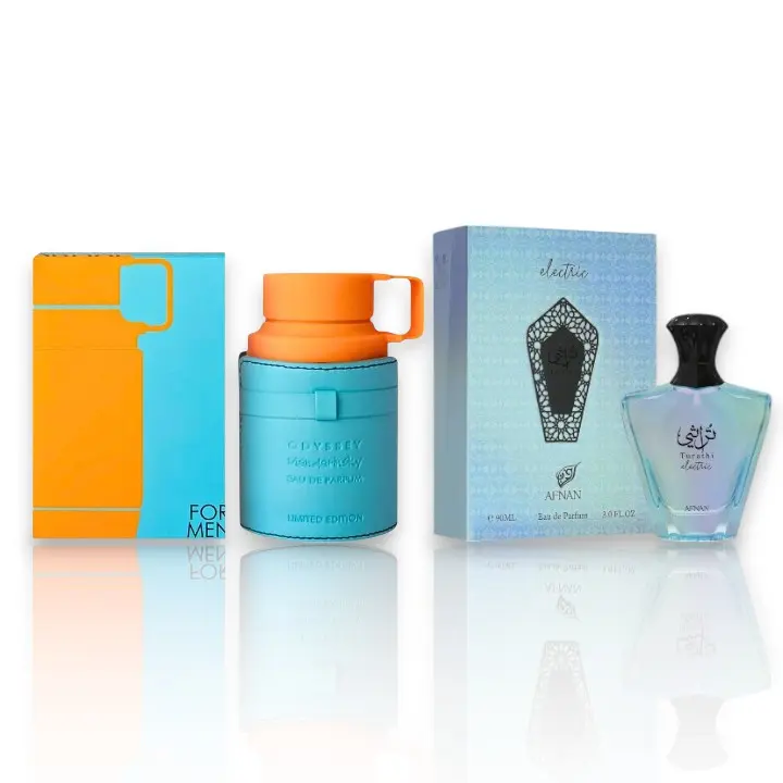 Oudlash Bundle | Afnan Turathi Electric + Armaf Odyssey Mandarin | Unisex Fragrance| 100 - 3.4 |  Eau De Parfum | Orange Blossom- Apple, and Cedarwood.