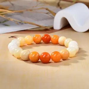Natural Gradient Myanmar Yellow Jade Bracelet, Prosperity & Good Luck Healing Crystal Jewelry