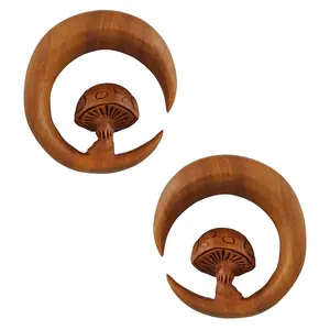Mushroom Saba Wood Hoop Hangers
