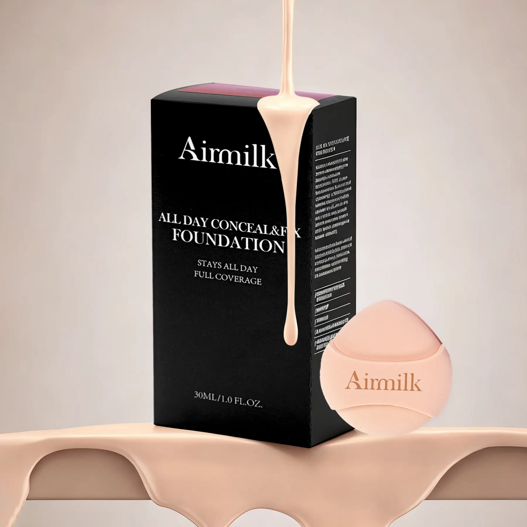 Airmilk Full Coverage foundation makeup, Skincare Makeup with Salicylic Acid, for black women, Sensitive Skin​ 30ml