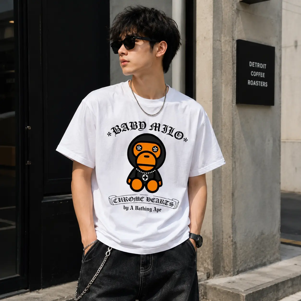 Gothic Monkey Graphic T-Shirt, Streetwear Cartoon Ape Tee, Vintage Urban Graphic Shirt