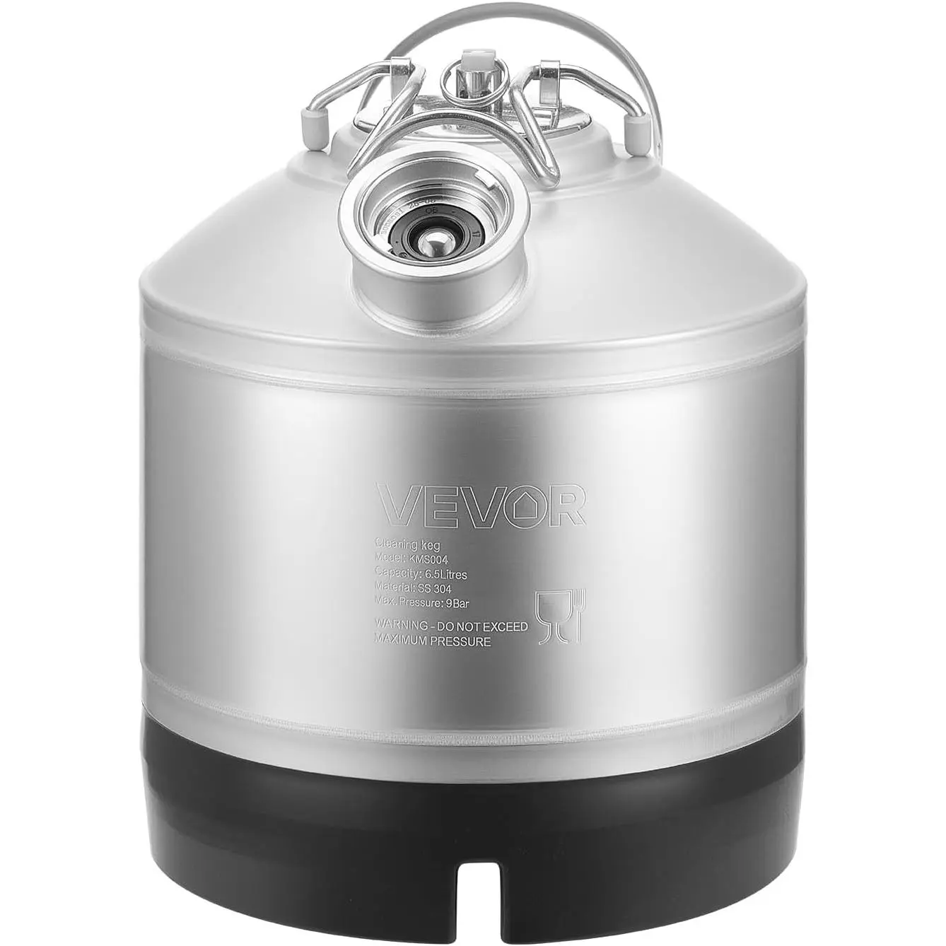 Spring new arrivals Cleaning Keg, 1.75 Gallon/6.5L Keg Line Cleaning Kit with D Coupler Connection & Rubber Base, Beer Lines Cleaner Used for Beer Line Cleaning, 304Stainless Steel Kegerator Beers Lines Cleaner Kit