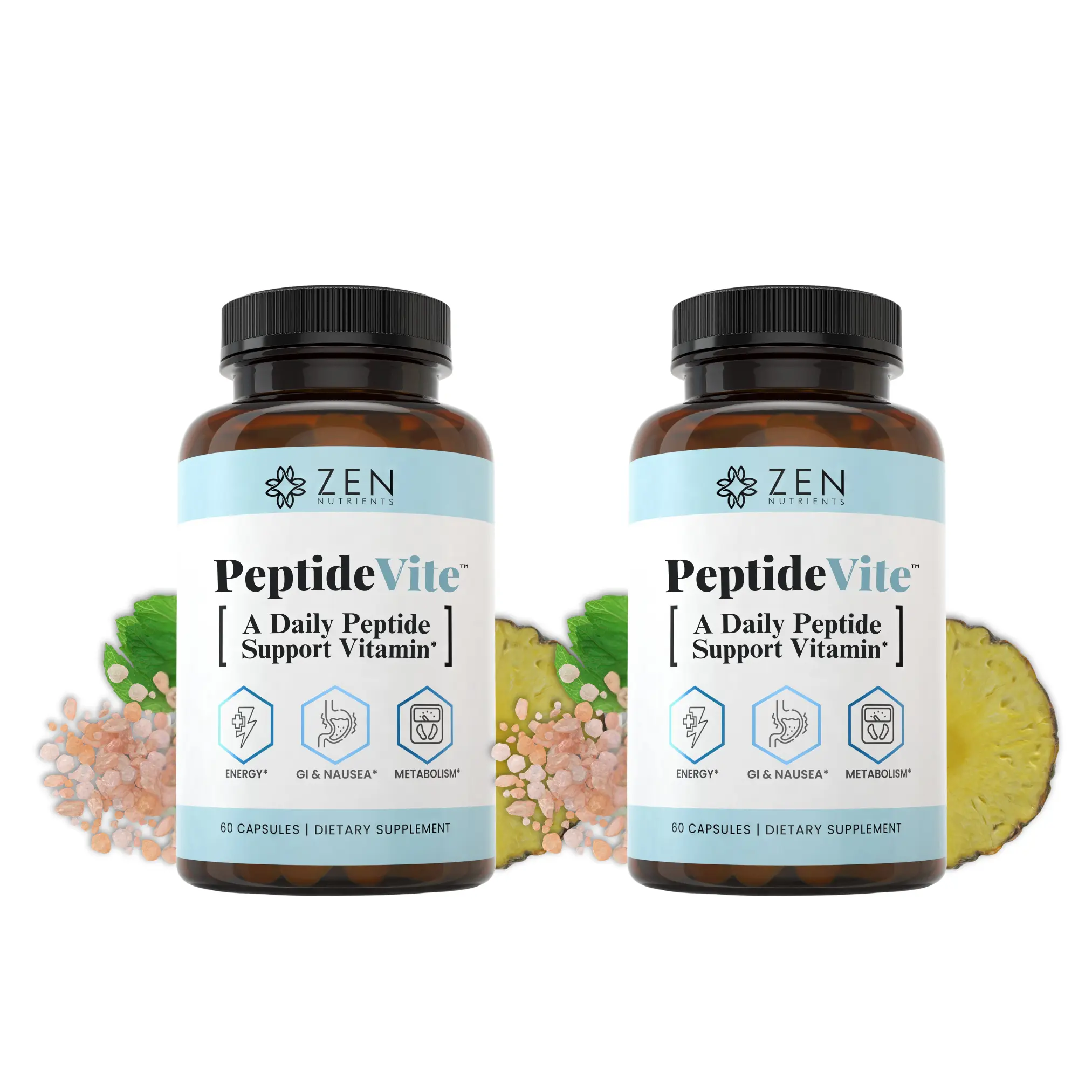 PeptideVite #1 Daily Peptide Support Vitamin for Nausea, Fatigue, and Support Supplement Dietary Edible (2-Pack)