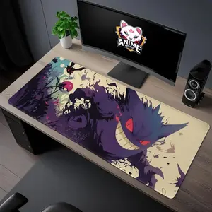 GGengarr Mouse Pad, Spooky Purple Gaming Mat, Large Anime Desk Pad for Fans, Deskpad Gamer Gift For Him, Anime TCG Playmat