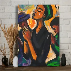 1 Piece Wooden Frame Prayer Canvas Painting Art Print Wall Bedroom Living Room Decoration Black Art, Black Woman African American Canvas Print Poster Picture with Frame Ready to Hang Gift for Her or Him