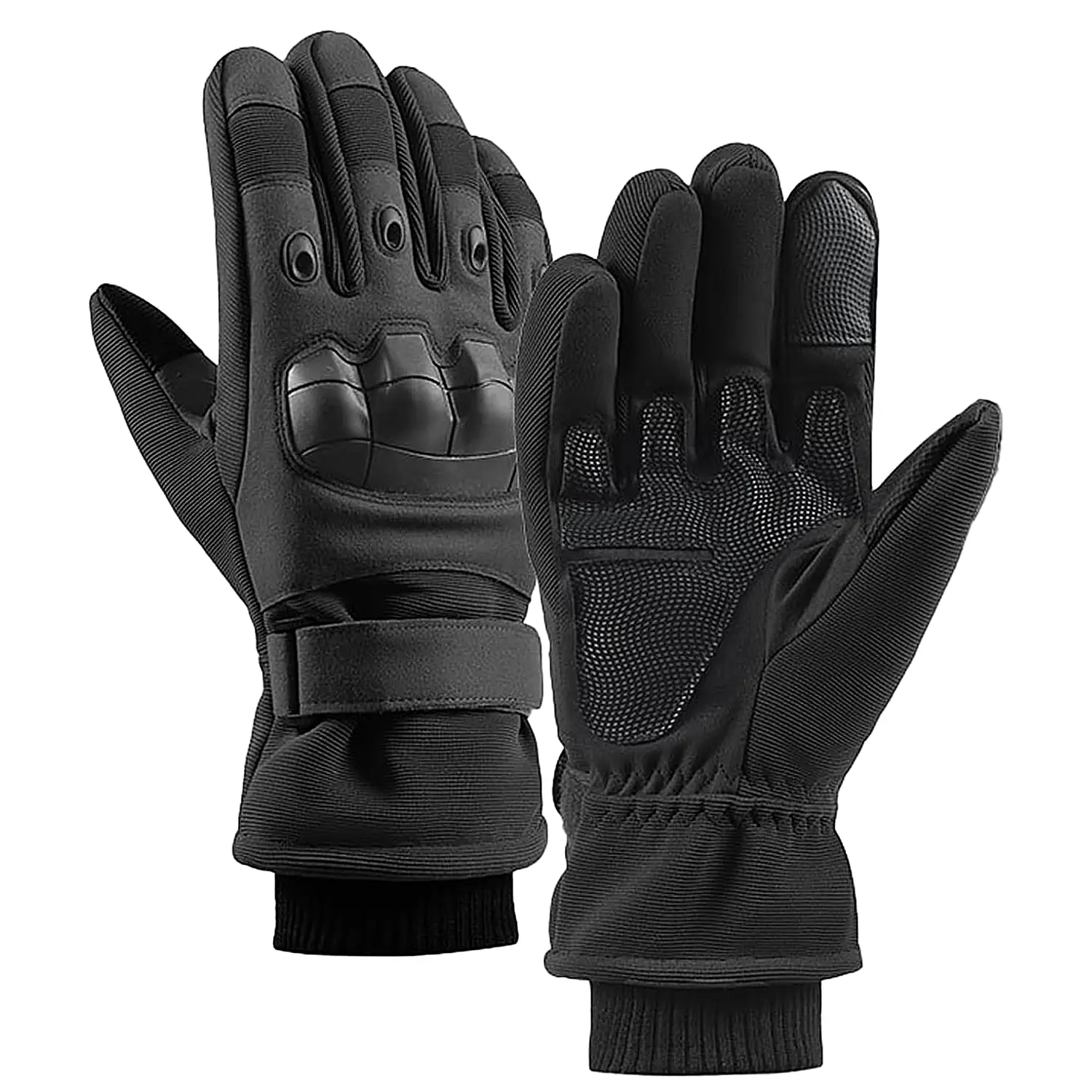 Men's Winter Tactical Motorcycle Driving Gloves - Fleece-Lined, Windproof, Non-Slip, Knuckle Protection Motocross Gear for Cold Weather Work, Father's Day Gift, Motorcycle Riding Gloves