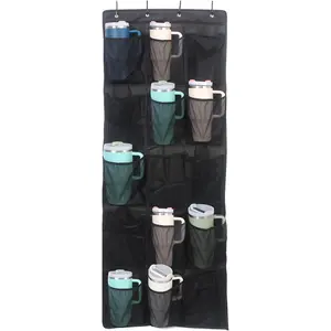 Cup Storage Organizer Compatible  - 15 Large Bottle Pockets,  Wall Mount for Various Sizes, Tumbler Storage Accessories