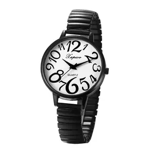OIDEA Womens Big Number Easy Reader Watch, Stretch Stainless Steel Band Quartz Wristwatch for Seniors summerwins,summerwins