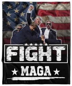 Trump MAGA FIGHT Design #2 Super Plush Velveteen Blanket