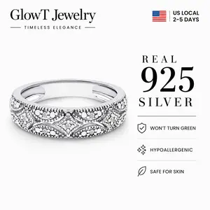 925 Sterling Silver Art Deco Filigree CZ Ring with Milgrain Detailing | Tarnish-Resistant Stackable Band Milgrain-Edged Art Deco Statement Ring for Women