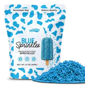 Snackathon Blue Sprinkles for Baking & Decorating, 15 oz Vibrant Blue Jimmies in Resealable Pouch – Gluten Free Sprinkles for Ice Cream Toppings, Cakes, Cupcakes & Desserts