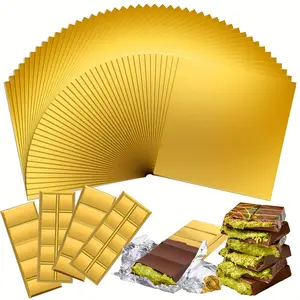 50/150 Sheets Chocolate Wrapping Paper, Almond Chocolate Gold Foil Paper, Candy Bars, Elegant Packaging, Birthday and Christmas Party Gifts