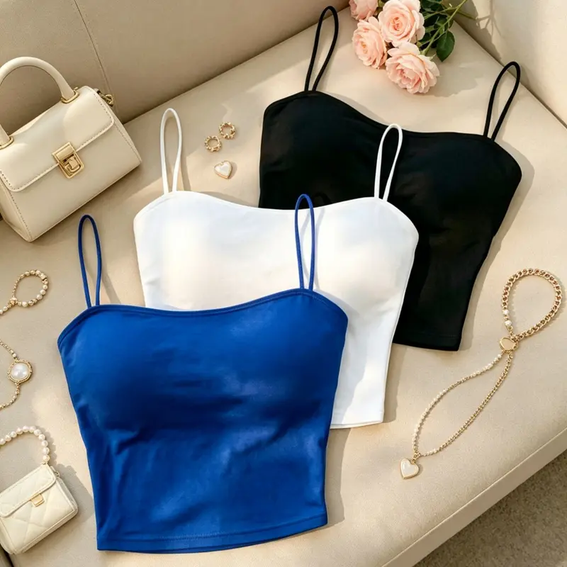 Women's 3-Piece Basic Cami Tops, Solid Color, Thin Strap, Square Neck, Sleeveless, Summer Casual Everyday Daily Wear