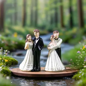 Romantic Couple Miniature Figurines, Wedding Theme Desktop Decor, Creative Resin Craft, DIY Landscape, Valentine's Day Gift, Home Art Ornament