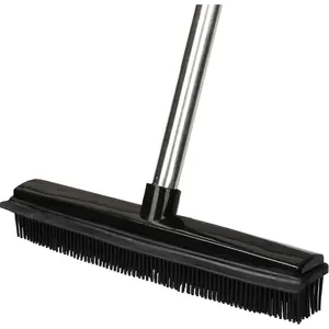 Pet Hair Rubber Broom Floor Brush for Carpet Dog Hair Remover with Built in Squeegee Silicone Broom Suitable for All Surface