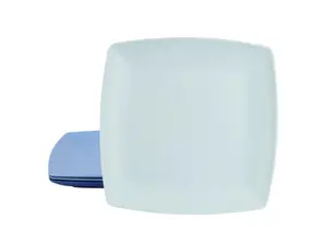 Gibson Home Grayson 4 Piece 10.5 Inch Square Melamine Dinner Plate Set in Assorted Blue