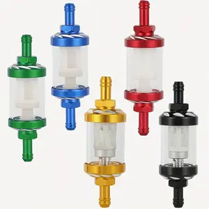 Two motorcycle fuel filters, with tempered glass oil canister and aluminum alloy body - efficient filtration, transparent and visible oil level, suitable for most motorcycles