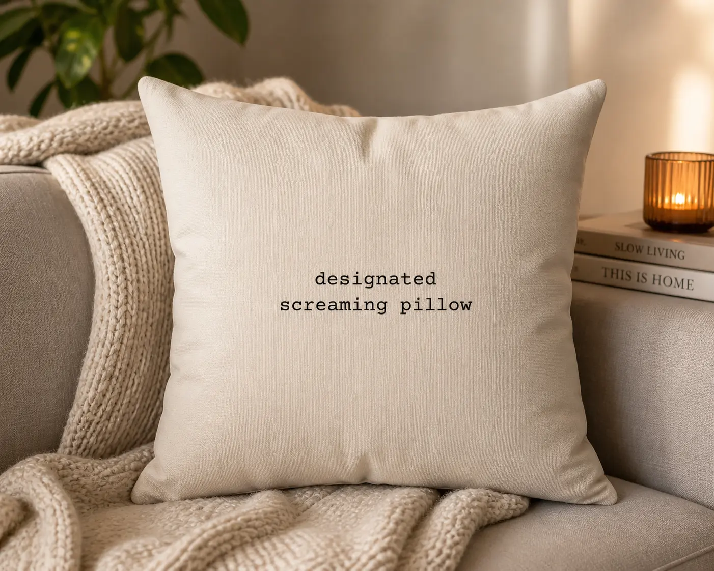 Designated Screaming Square Pillow, 18x18 in, Polyester Fill Whimsical Home Decor, Sympathy Gift for Room Decor