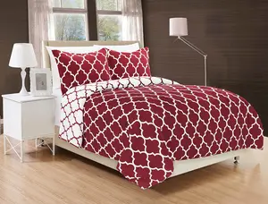 Mocassi 3-Piece Reversible Comforter Set with Quatrefoil Pattern, Hotel Premier Feel and Silky-Soft Warmth