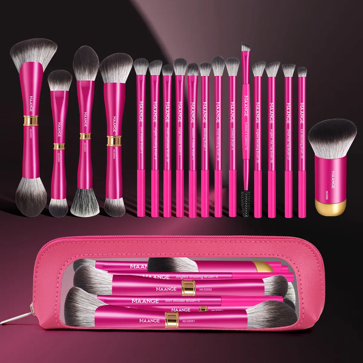 MAANGE 15pcs Metal Tube Makeup Brush Set Cosmetic Brushes with Cosmetic Bag, Powder Brush Blush Brush Contour Brush Concealer Brush Highlighter Brush Eyeshadow Brush Blending Brush Eyelash Brush Eyeliner Brush Brush Makeup Kit Travel Brush Set