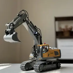 Funfuntoy Multi-functional 1:20 scale RC alloy excavator, suitable for complex terrain, support USB charging, 2.4G wireless remote control, real and durable. remoto