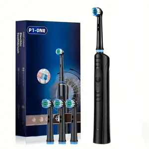 Smart Electric Toothbrush with 4 Brush Heads, 3 Cleaning Modes, Vibrating Rotating Automatic Dental Cleaner for Adults