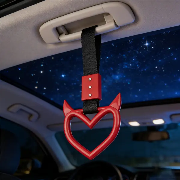 2pcs JDM heart-shaped hand pull rings, car static strap decorative warning rings, rear bumper exterior hanging rings, skull, cloud style, circular style Car Hanging Decoration Car Decals