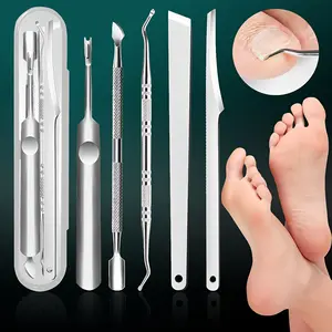 5-Piece Stainless Steel Foot Care Kit, Pedicure Tool, Includes File, Groomer, Exfoliator, Smooth Skin, Remove Calluses, Nail Edge Care, Travel Box Included