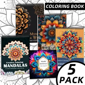 5-Pack Adult Coloring Books, Creative Coloring Pages Deluxe Mandala Designs for Stress Relief and Relaxation, Art Activity, Thick Intricate Patterns for Halloween, Christmas, Thanksgiving