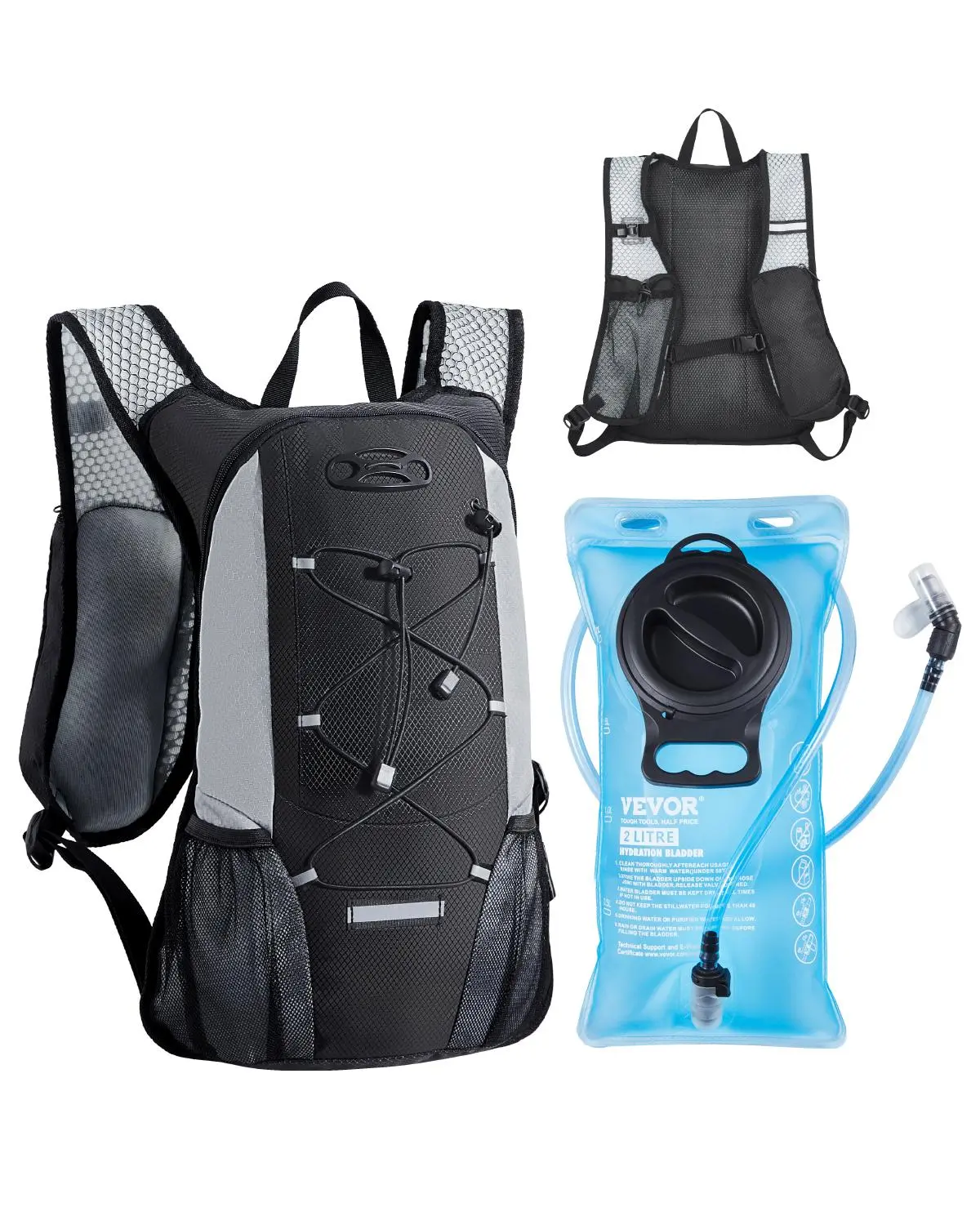 【SummerFinds】VEVOR Hydration Backpack with 2L TPU Water Bladder,  Hydration Pack Backpack, Lightweight Hiking Water Backpack for Men Women, Hydro Water Daypack for Hiking, Running, Cycling, Camping & Rave