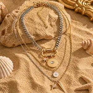 Women's Statement Eye Pendant Necklace, Original Design, Exaggerated Style, Multi-Layer Dainty Stackable Necklace for Daily Wear & Party tiktokshopspringglowup