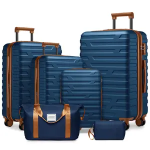 Fahuac 6-Piece Hard Shell Luggage Set - Durable Expandable Spinner Wheel Suitcases (20"/24"/28") with Weekender Bag, Toiletry Bag and ABS Scratch-Resistant Duffel, Durable Luggage Set