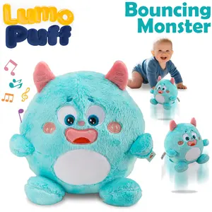 LUMO PUFF Musical Plush Toys Gift for Baby, Valentines Stuffed Monster- 9.5"*8.5" Plush Bouncing Monster - Singing Mimicking Repeating Toys - Rechargeable -  Built-in 48 Melodies -Kids Birthday and Valentines Gift Warm Up for Holiday