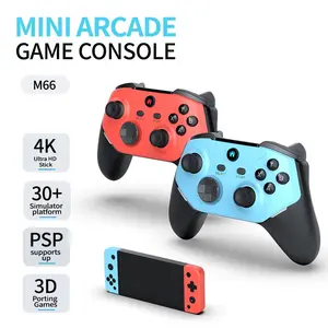 M66 HD TV Game Console, Mini Arcade Game Console, Supports 3D, Psp, Arcade, Dual Wireless Controllers, Plug-And-Play, Ideal for Home, Retro Players, Students