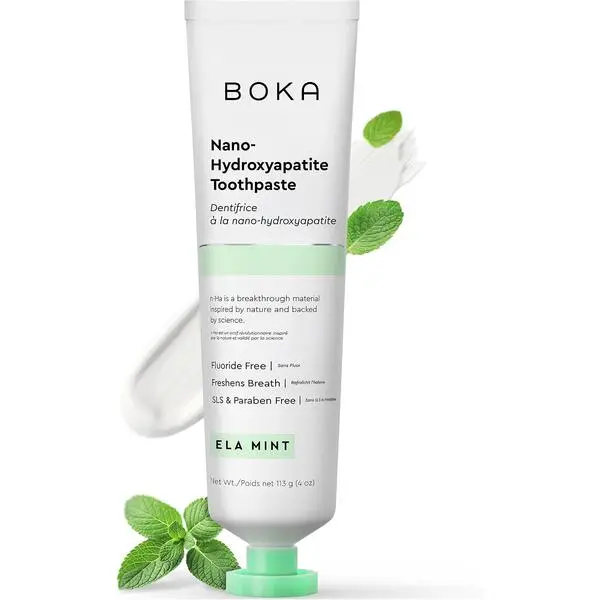 Boka Fluoride Free Toothpaste, Nano Hydroxyapatite Toothpaste, Appropriate for Sensitive Teeth - for Adult Oral Care - Ela Mint Flavor, 4 Fl Oz 1Pk