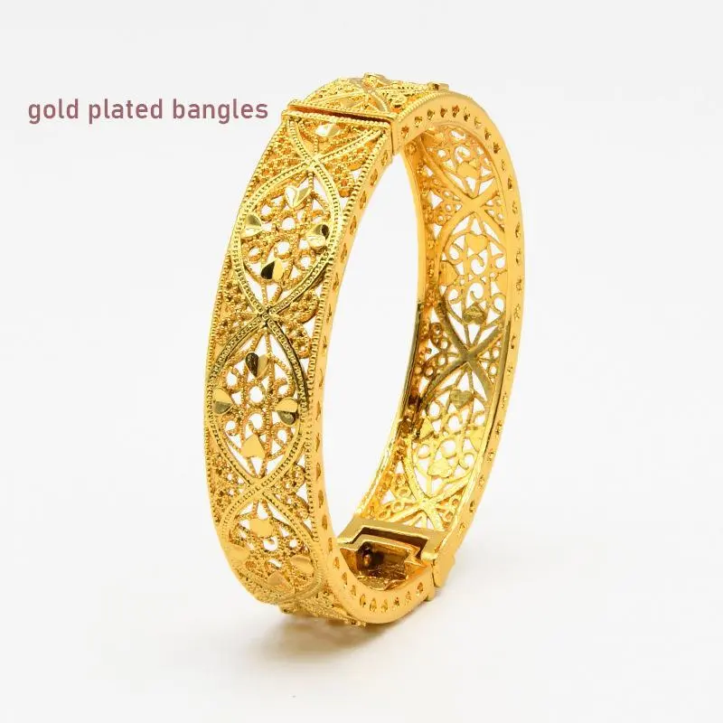 2piece/setWomen24KGold-platedHollowFlowerBraceletFestivalVietnameseSandGoldBrideBangles 2piece/setWomen24KGold-platedHollowFlowerBraceletFestivalVietnameseSandGoldBrideBangles