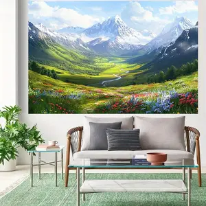 1pc Dreamy Mountain Meadow Wildflower Backdrop Banner - No Electricity Needed, Durable Polyester Fabric, Multiple Sizes for Weddings, Parties, Family Gatherings & Outdoor Events, Wildflower Wedding