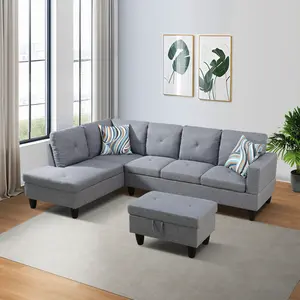 66.5" Grey Linen 3-Piece Sofa Set, Breathable Linen Fabric, Cozy Cushioned Couch, Sturdy Durable, Easy to Clean, Perfect for Small Spaces & Living Room Home Decor