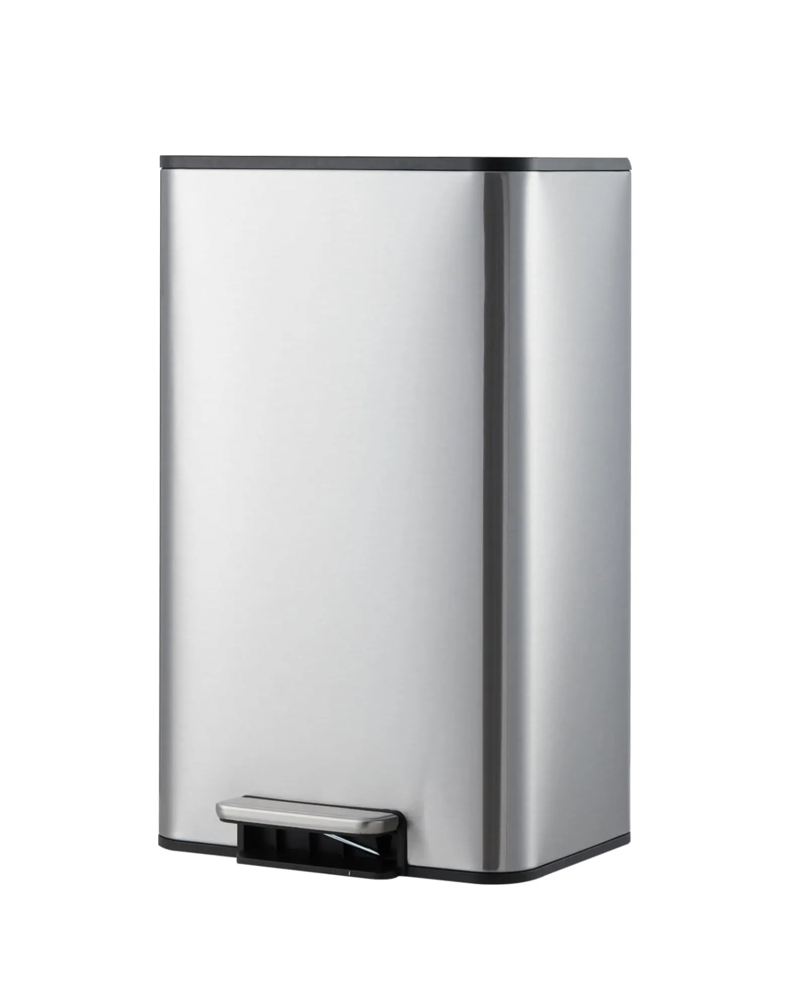 Garvee 4.8 Gallon Rectangular Stainless Steel Waste Bin with Quiet Foot Pedal, Soft-Close Lid, and Removable Bucket - Ideal Silver Garbage Can for Office, Small Kitchen, and Home Use