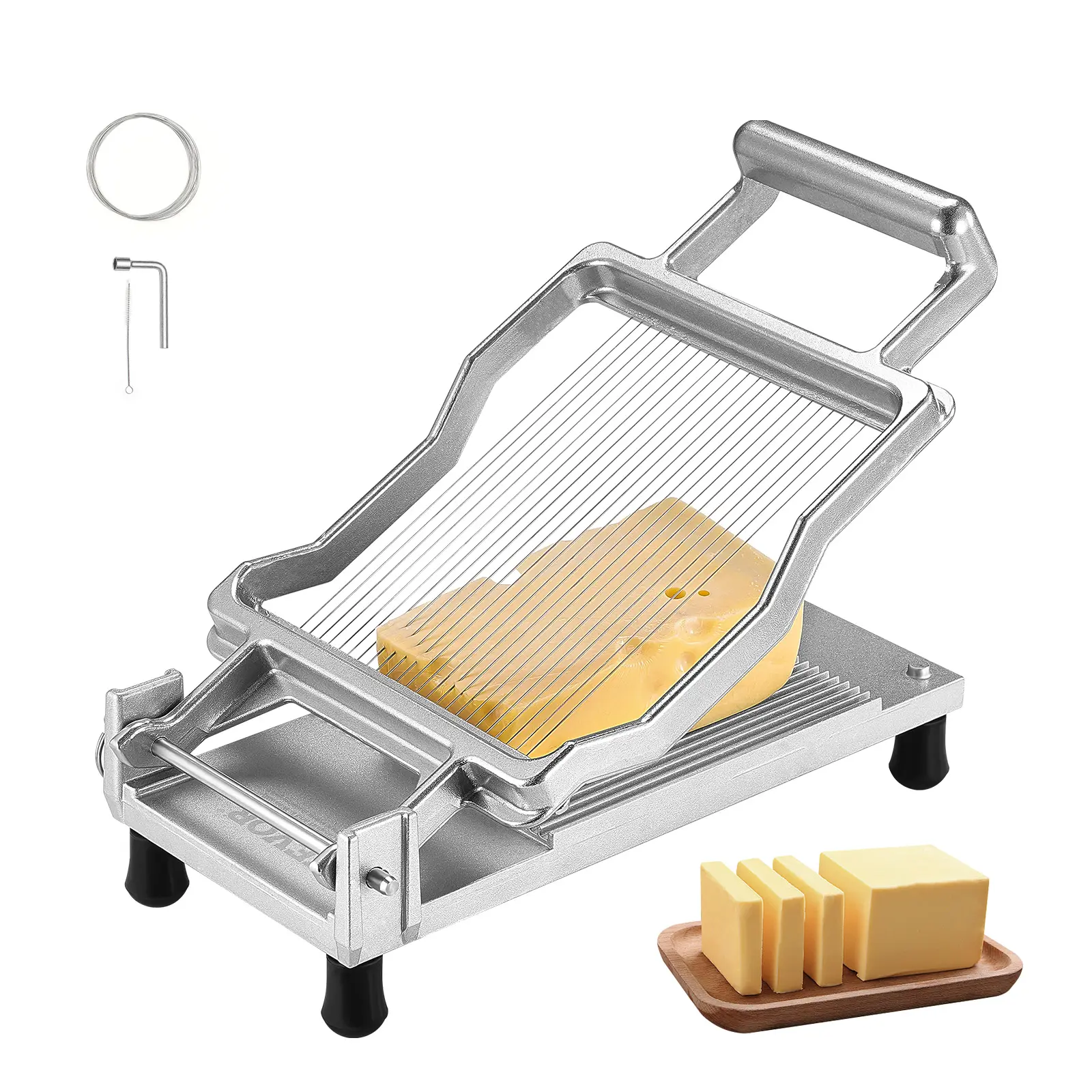 VEVOR Cheese Cutter with Wire,  0.2" Ultra-Thin Cheeser Butter Cutting Blade, Detachable Cheese Slicer Wire, Aluminum Alloy Commercial Cheese Slicer with 316 Stainless Steel Knife Wire, KitchenUtensils