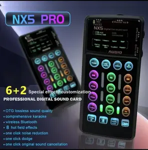 Hosabely NX5 Small Handheld Sound Card Set Portable Audio Interface with Bluetooth, Reverb Mode, Voice Changer