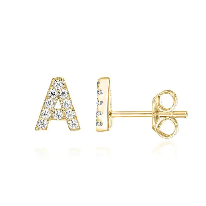 Personalized Initial Stud Earrings – 14K Gold Letter Studs