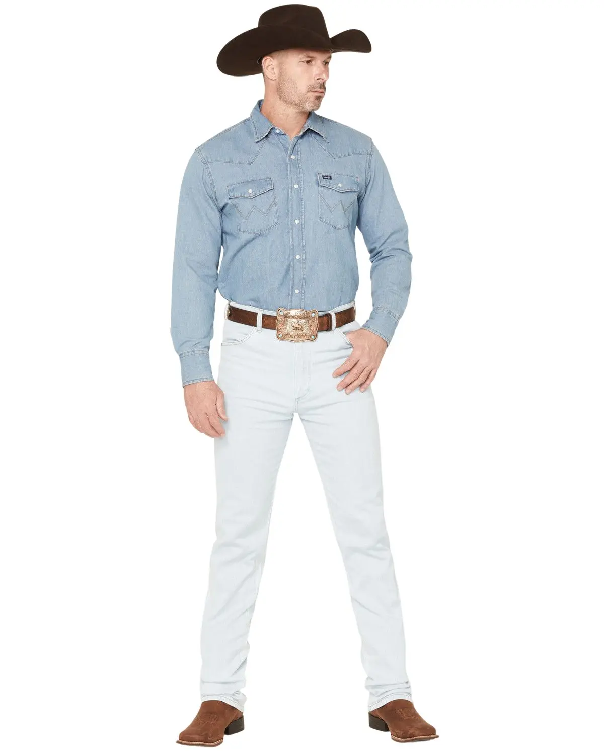 Wrangler Men's Men'S 936 Toughlite Light Wash Cowboy Cut Slim Straight - 112381867