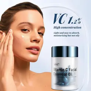 VGO Vitamin E & C Facial Oil Blend Capsules (30 Count) with 10 Essential Oils, Lightweight Moisturizer for Glowing Radiant Skin, Nourishing Skincare with Firming Eye Cream Serum & Skin Mask