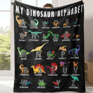 Soft Comfortable Funny Throw Blanket Dinosaur Pattern Blanket Flannel Blanket,Warm & Cozy For Home & Office & Travel,Gift For Friend & Family