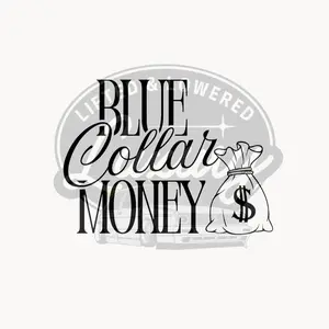 Blue Collar Money Permanent Vinyl Decal for Car or Truck - Black and White Design Featuring Dollar Sign