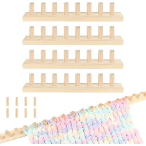 64 Inch Wooden Chunky Blanket Knitting Loom, Chunky Knitting Loom for Blanket Making Adjustable DIY Frame for Bulky Yarn Projects,  Crafting Tool for Beginners (64inch)