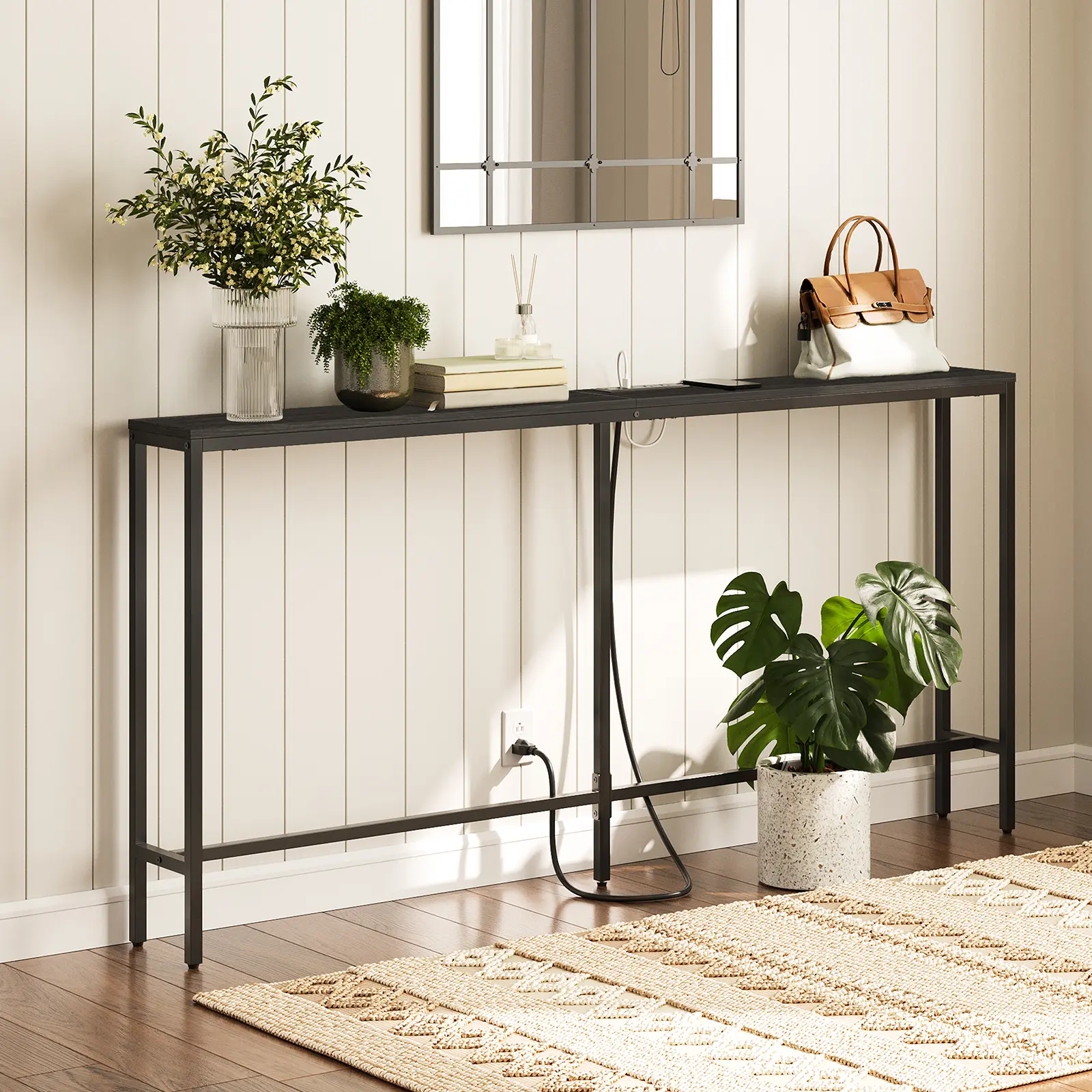 MAHANCRIS Versatile 63" Console Table with Power Outlets & USB Ports – The Perfect Space-Saving Solution for Your Home #SummerVibes#DealsforYouDays #SummerGarden
