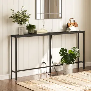 MAHANCRIS Versatile 63" Console Table with Power Outlets & USB Ports – The Perfect Space-Saving Solution for Your Home